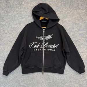 Cole Buxton International Zipped Hoodie Sweatshirt Adult XS Terry Graphic Black